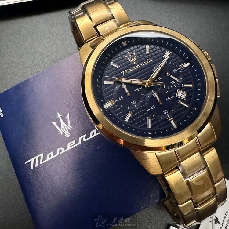 MASERATI手錶,編號R8873621021,44mm銀, 金色錶殼,金色錶帶款◉20A004